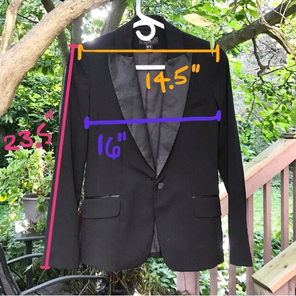 Black H&M Tuxedo Jacket w/ Satiny Lapels - Picture 9 of 9